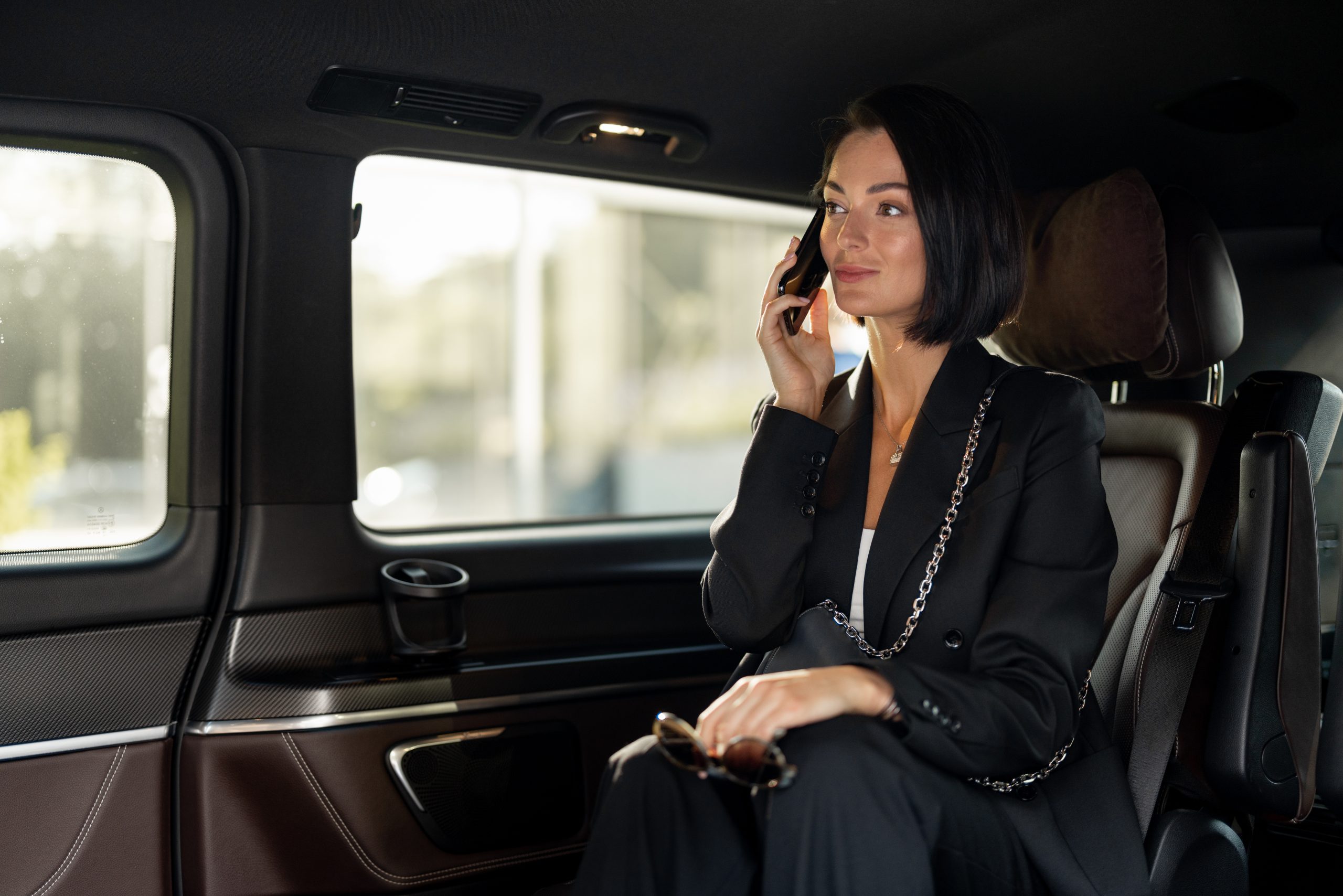senior businessman hands driving car